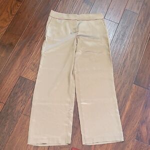 NWT Talbots Dark Gold Tan wide leg pants with satin shine size 8